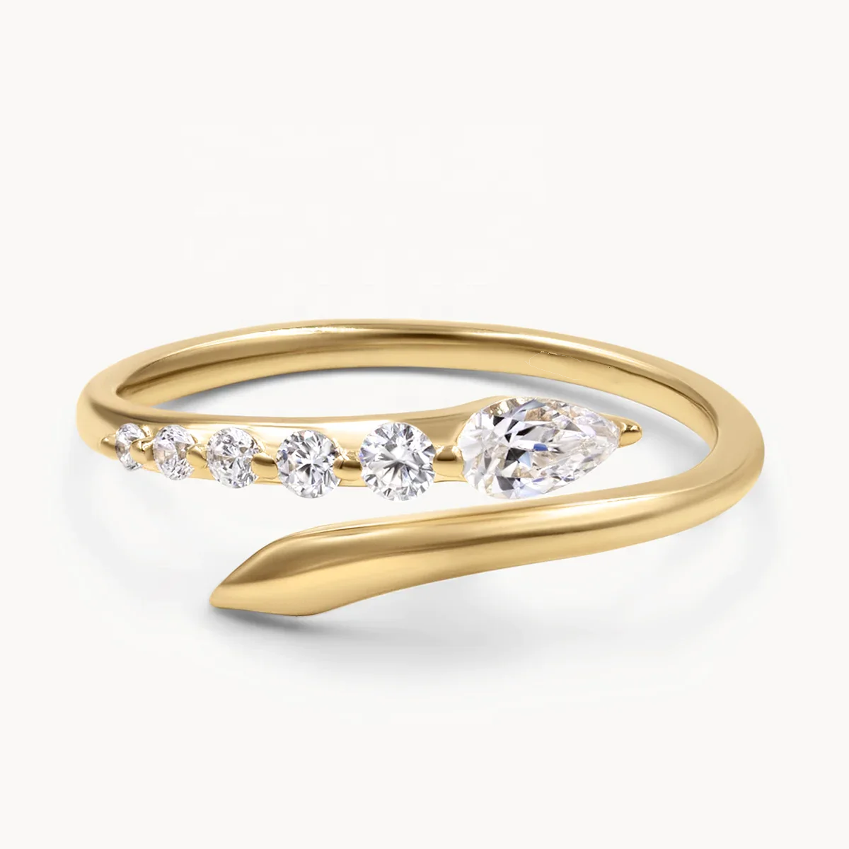 LOZRUNVE 925 Sterling Silver Jewelry Moissanite Fashion Adjustable Zirconia Snake Shape Ring Women