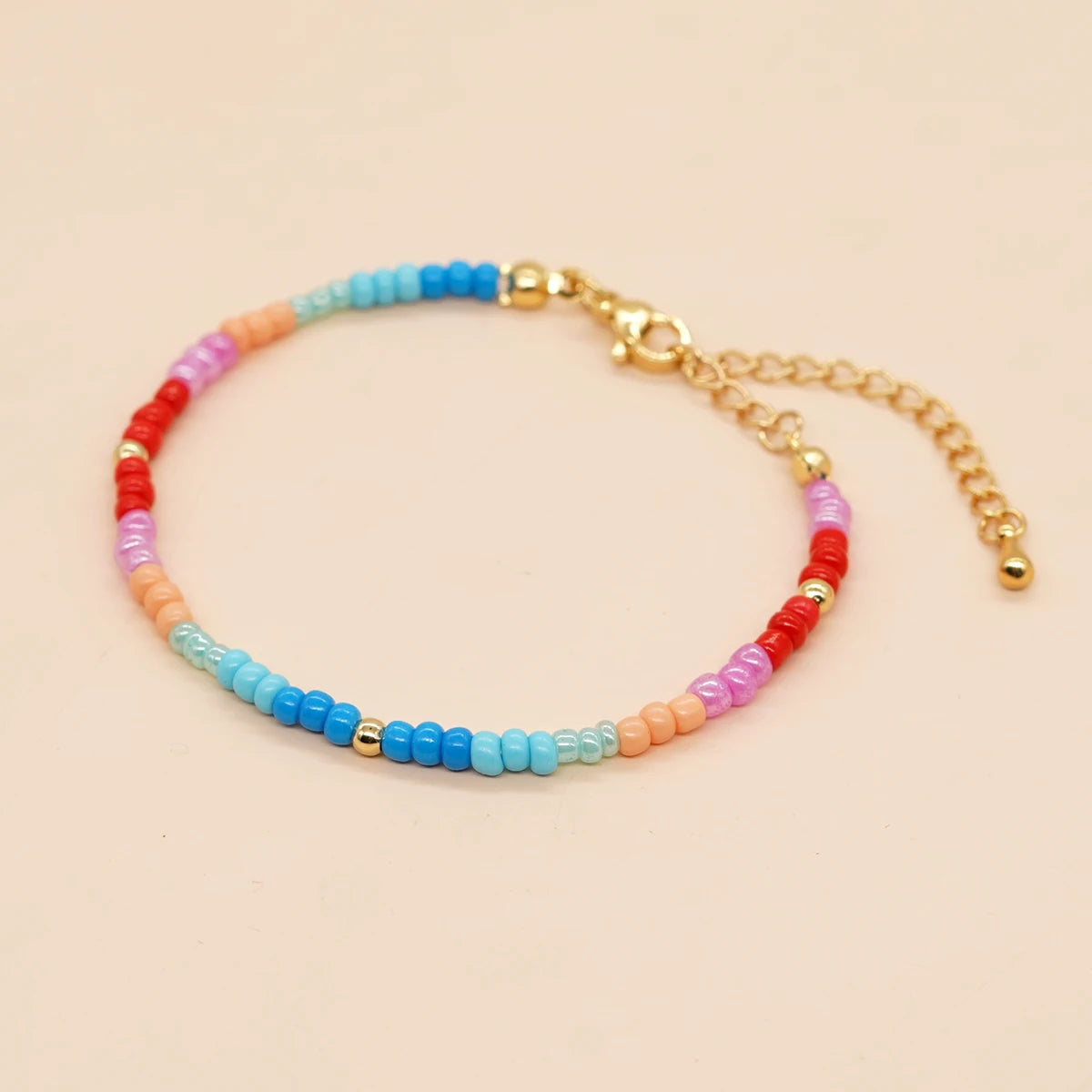 Go2boho New in Rainbow Colorful Summer Fashion Bead Bracelets for Women Boho Beach Jewelry Gold Chain Jewelry Design Gift