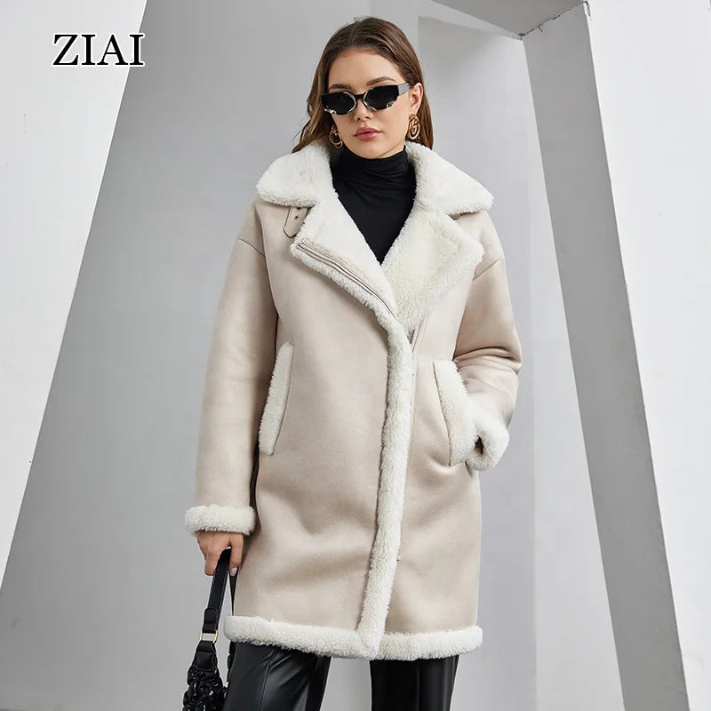 Women Fashion Leather Jackets Solid Color Waterproof Jacket Warm Winter Jacket