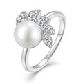High Quality Freshwater Pearl Flower Finger Ring S925 Sterling Silver Elastic Freshwater Pearl Luxury Ring for Girls and Women