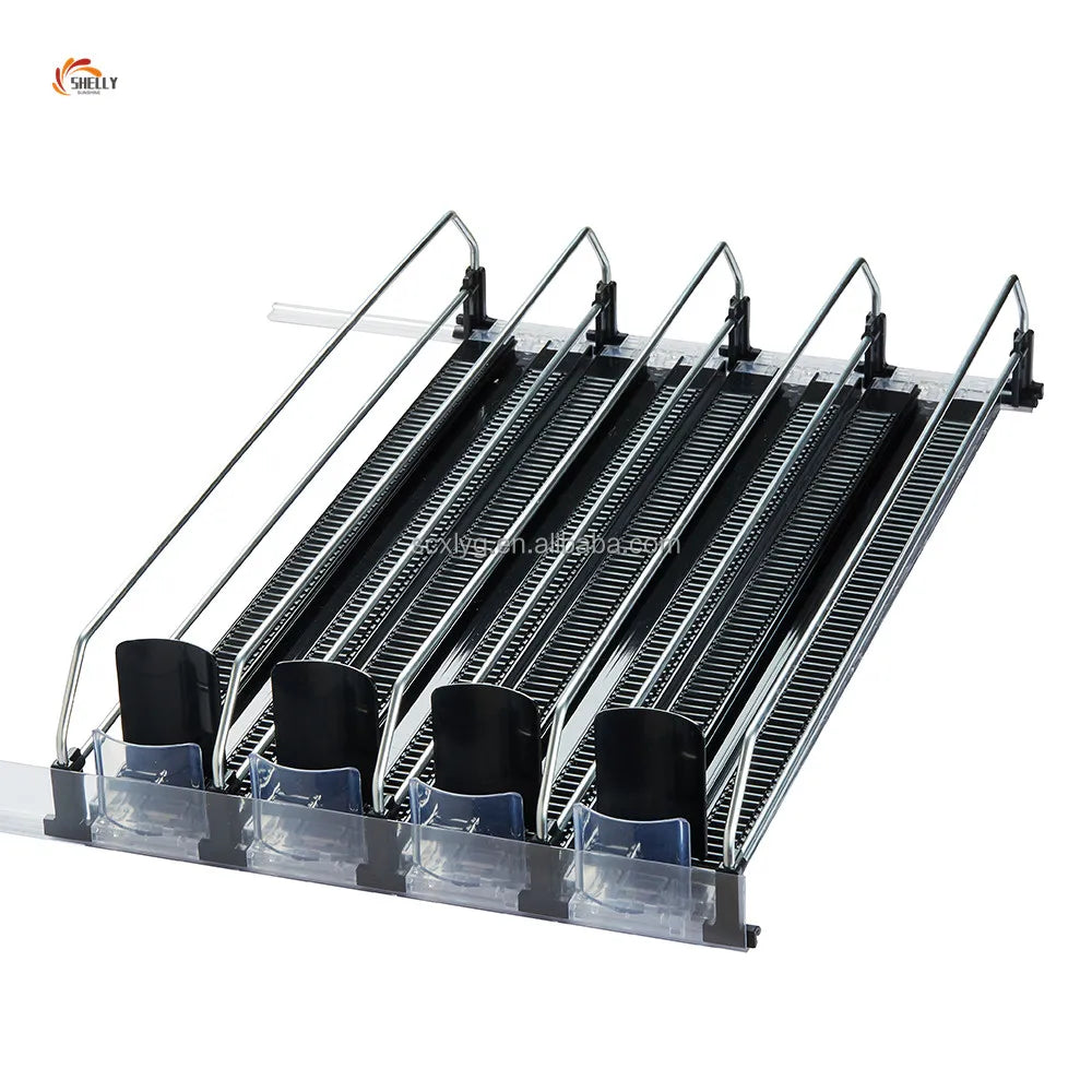 Adjustable Fridge Beverage Dispenser Holder Refrigerator Auto-Front Roller Pusher Shelf Tray for Soda Can Drink Organizer