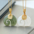 2025 Vintage Hetian Jade Elephant Pendant Necklace Gold Plated Chain Stainless Steel Necklace for Women