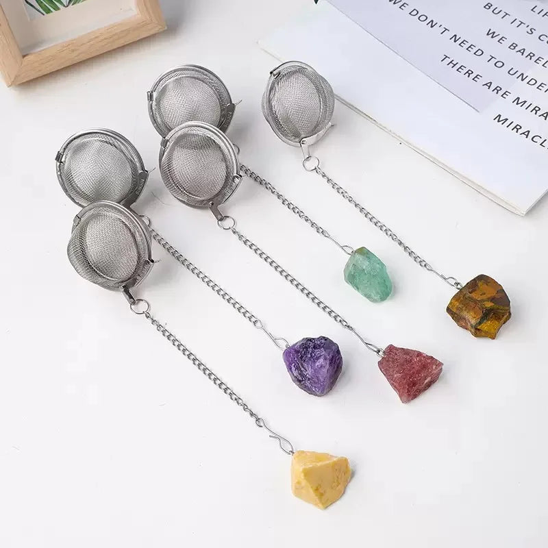 Wholesale 304 Stainless Steel Tea Filters Natural Amethyst Tooth Crystal Handicrafts for Sea Brewers Gift Idea