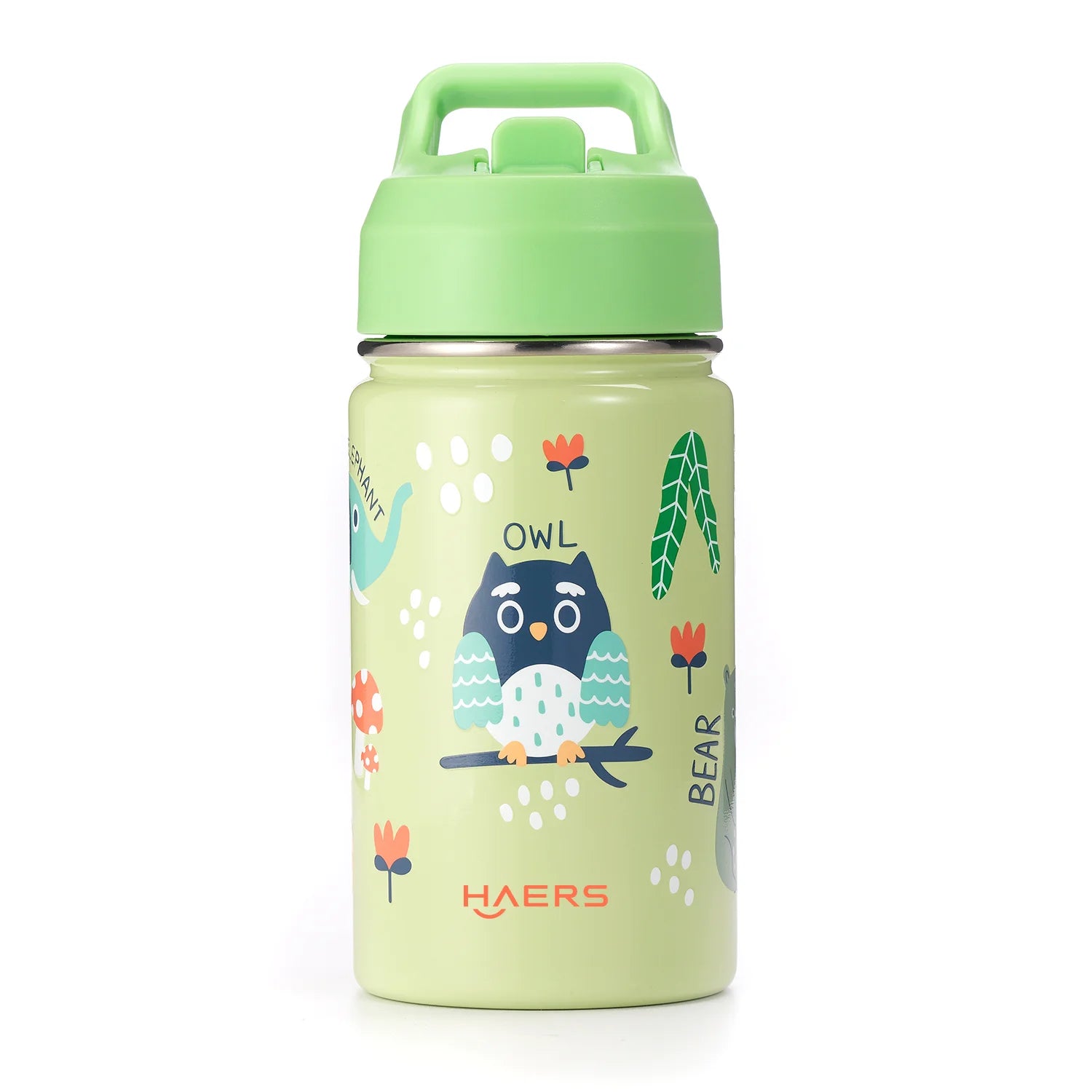 Haers BPA-FREE 18/8 Stainless Steel Travel Leak Proof Kids Cup with Straw 12oz for School Boys Girls Kids Insulated Water Bottle