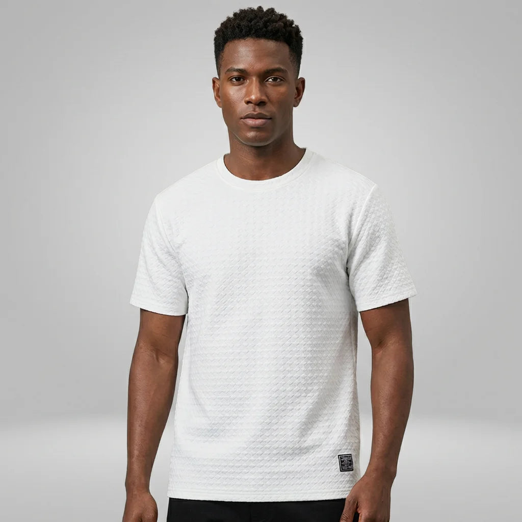 Factory Custom Embroidered Knitted Ice Silk Short Sleeve Men's T-shirt  Polyester Breathable Quick Dry Summer Tops