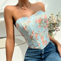 King Mcgreen Star Fashion Women Summer Vintage Floral Print Corset Tube Top Sexy Backless Slim Fit Cami Club Street Outfits