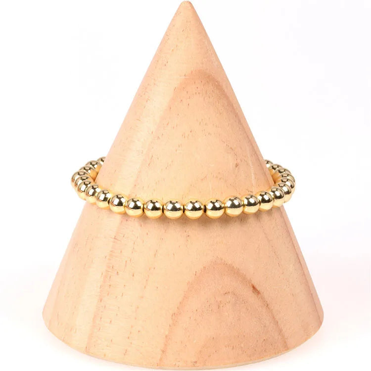 BM1017 Wholesale Colorful 6MM Metal Round Ball Beads Beaded Bracelet Gold Plated Copper Beads Bracelet