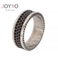 Hot Sales Classical Style Black Zircon Round Shape Jewelry Simple Finger Ring