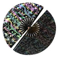 13 Inches Iridescent Holographic Fabric Folding Fan Bamboo Handle Reflective Large Hand Fans
