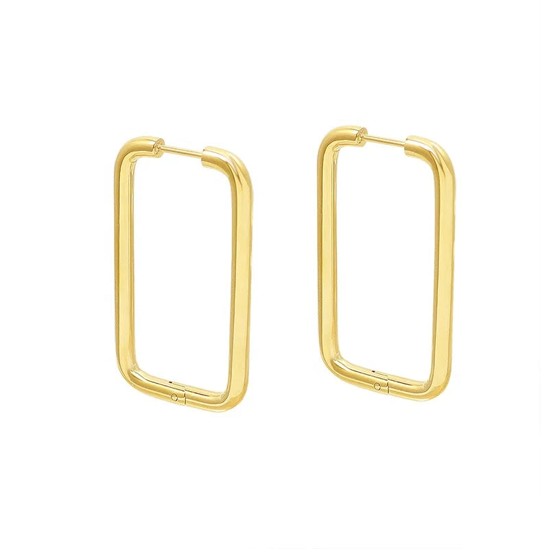 Hot Selling Simple Fashion Earrings Stainless Steel 18k Gold Plated Earrings for Women