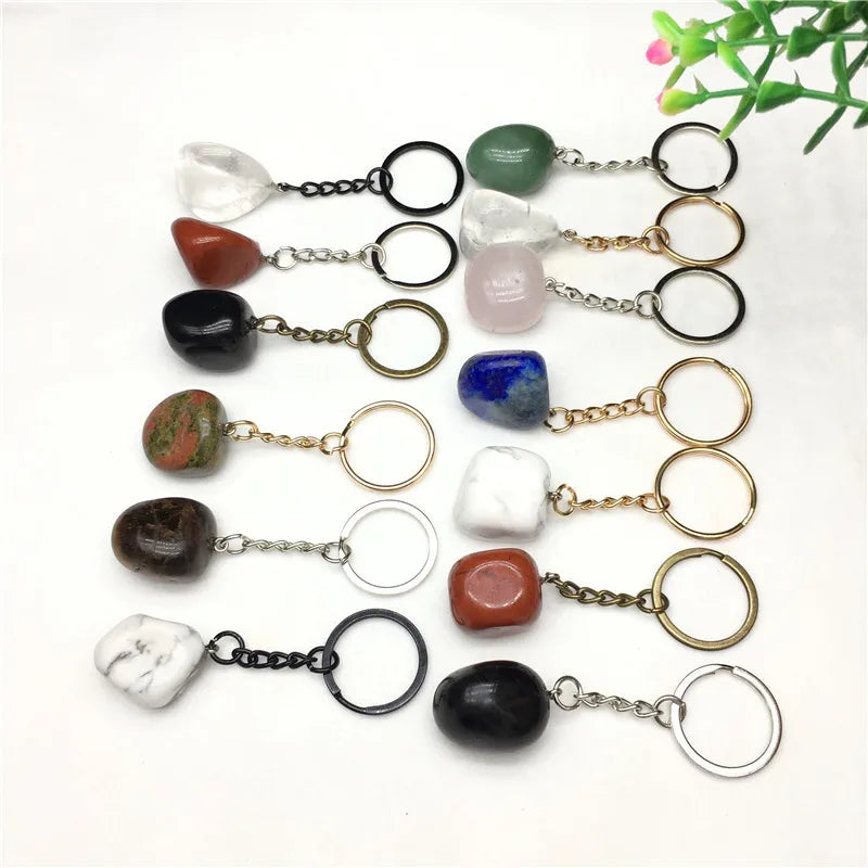 Diy Latest 2019 Agate Tumble Stone Key chain / Key holder / Key Ring