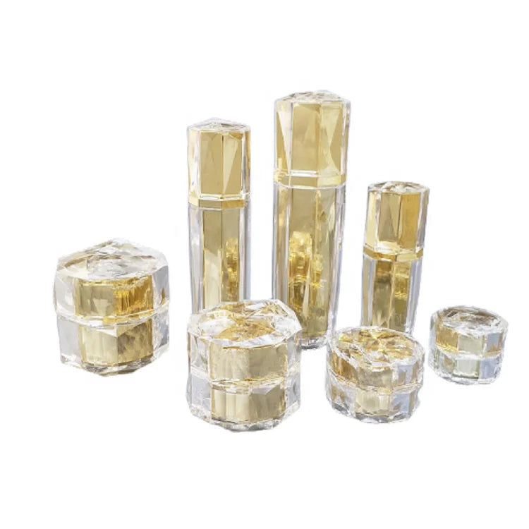 Cosmetic Cream Jar 5g 10g 15g 30g 50g Gold Acrylic Face Cream Jar 30ml 50ml 100ml Mist Spray Bottle Skincare Lotion Pump Bottles