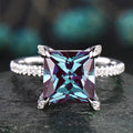 CAOSHI Hot Selling Sliver Plated Women Jewelry Elegant Blue Square Cubic Zirconia Banquet Four Claw Sapphire Stone Ring