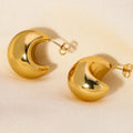 Wholesale Fashion Jewelry Punk Gold Minimal Titanium Steel Earrings 18k Gold Plated Stainless Steel Chunky Hoop Stud Earrings