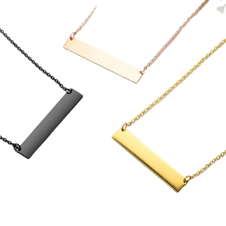 New Design Personalized Stainless Steel Wholesale Custom logo Blank bar Engraved Letter or Name Necklace