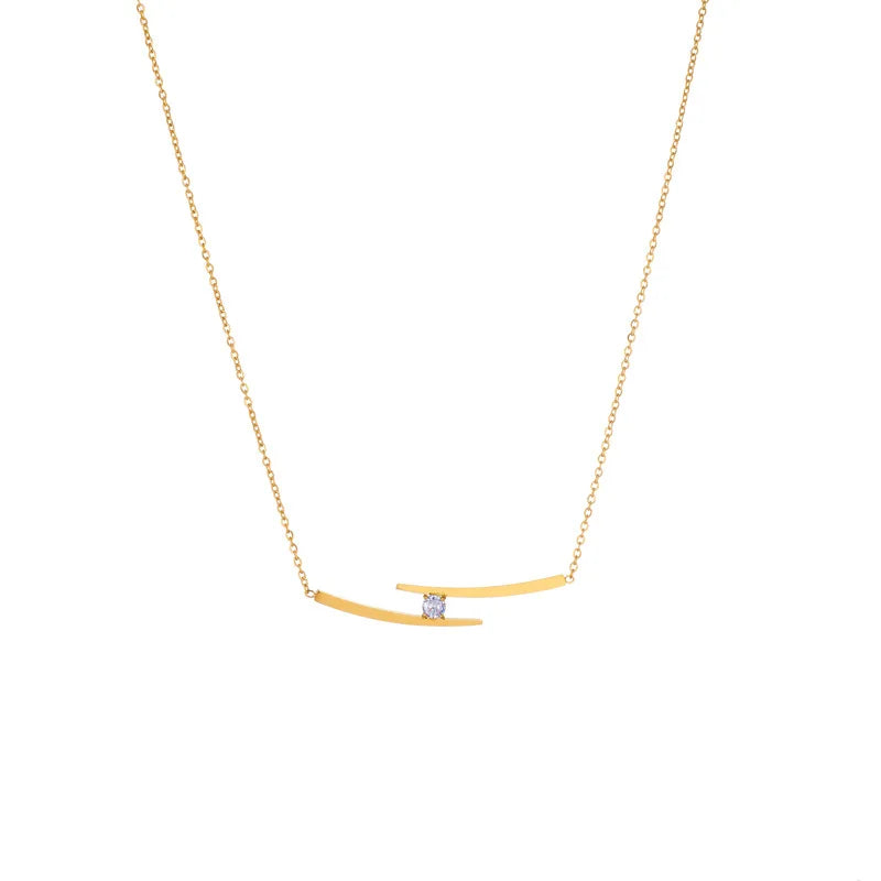 Nabest Stainless Steel Pave CZ Charm Choker Jewelry Women Gold Plated New Design Minimalist Pendant Necklace