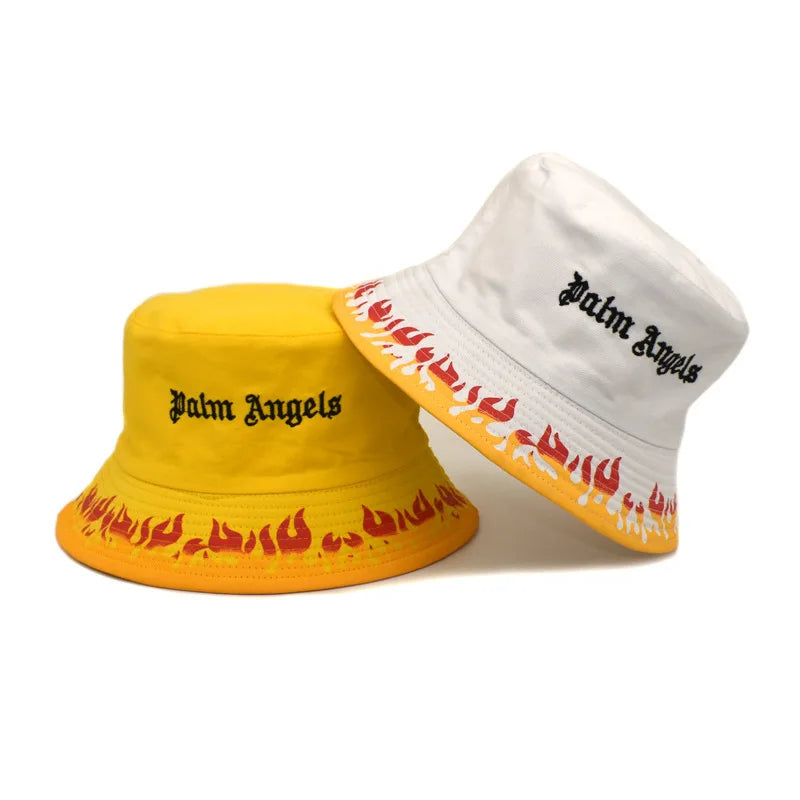 Digital Sublimation Fire Flame Printed Bucket Hat Irreversible Visor for Fishing Skiing Parties Casual Travel Cycling Daily Use