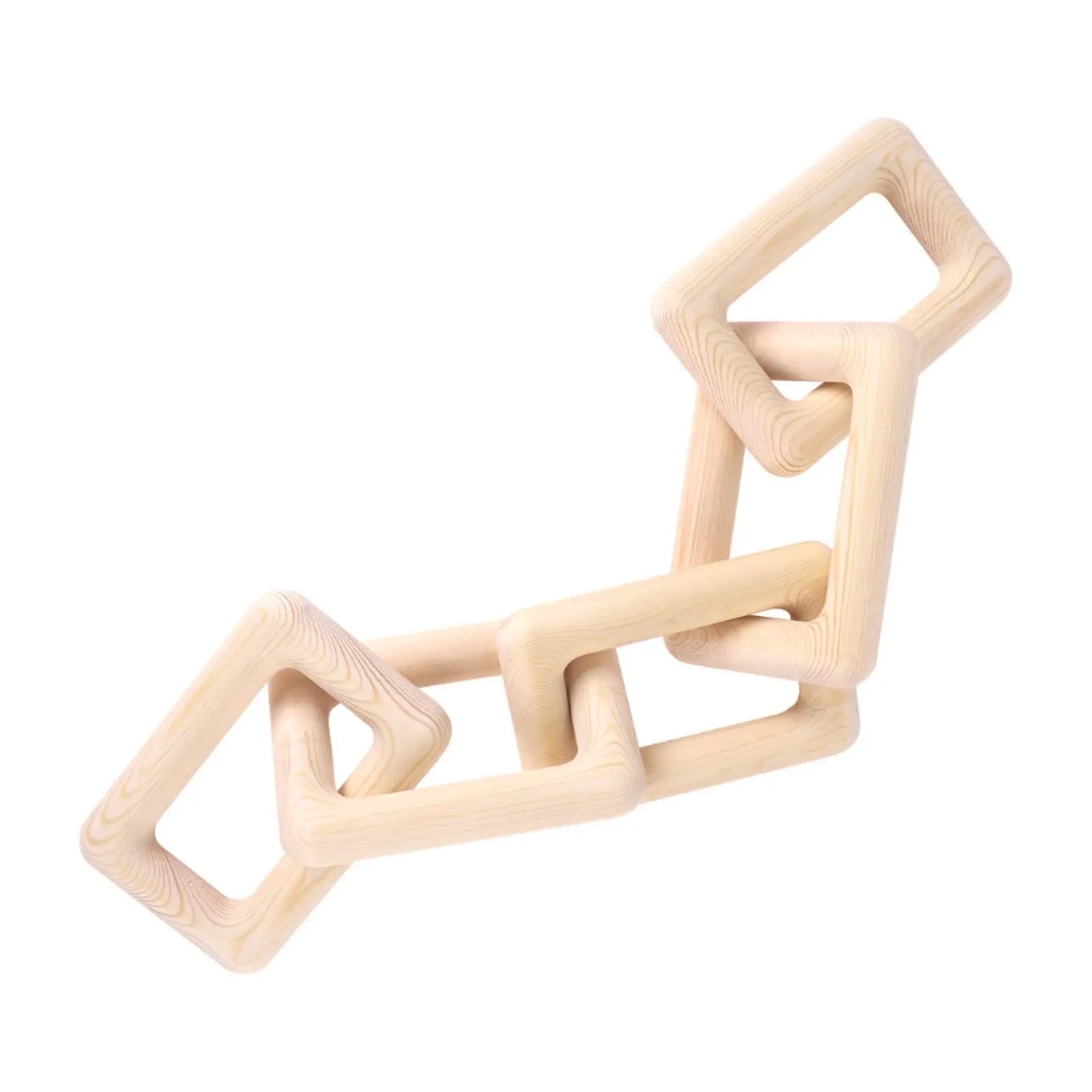 Farmhouse 5-Link Wood Chain Link Decor Hand Carved Wood Knot Link Chain for Coffee Table Entryway Modern Rustic Shelf Decor