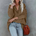 Women Casual Button V Neck Hoodies Oversized Pullover Sweatshirt Hooded Sweater Tops With Pockets