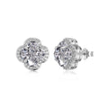 Dylam Dazzling Fashion Fine Hypoallergenic Jewelry Women S925 Silver Rhodium Plated 5A Zirconia Four-leaf Clover Stud Earrings
