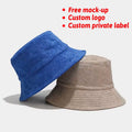 Wholesale Fall Winter Hat Soft Outdoor Sun Hat Casual Breathable Flat Top Fisherman Custom logo Fluffy Terry Towel Bucket Hat