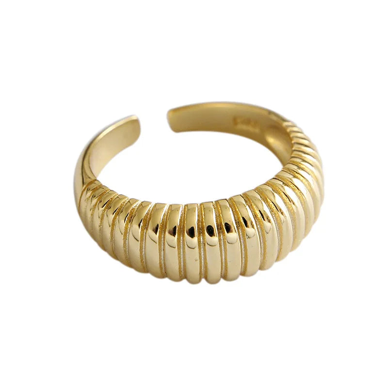 High Quality Stripe Design S925 Sterling Silver Heavy Rings for Women JB040