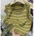 Y2k One Size Striped Knitted Small Strap Vest Summer Wide Shoulder Strap Underlay Top