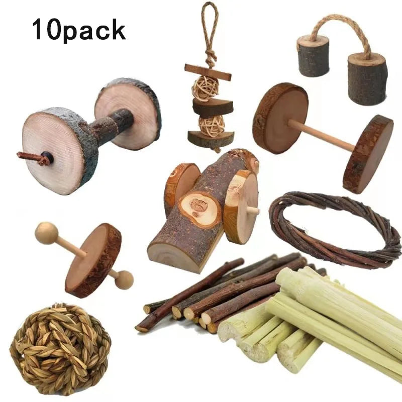 Small Animal Combo Wood Activity Toys Chinchilla Hamster Rat Chew Toys With Reasonable Price