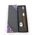 1 Pair Wooden Chopsticks with Ceramic Rest Modern Eco-Friendly Natural Origin Tableware Gift Set for Party