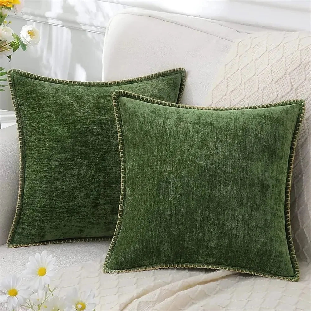 Plain Nordic Style Ins Solid Color Chenille Pillows Office Sofa Cushions Cover Car Pillow Cover Living Room Lumbar Pillowcases