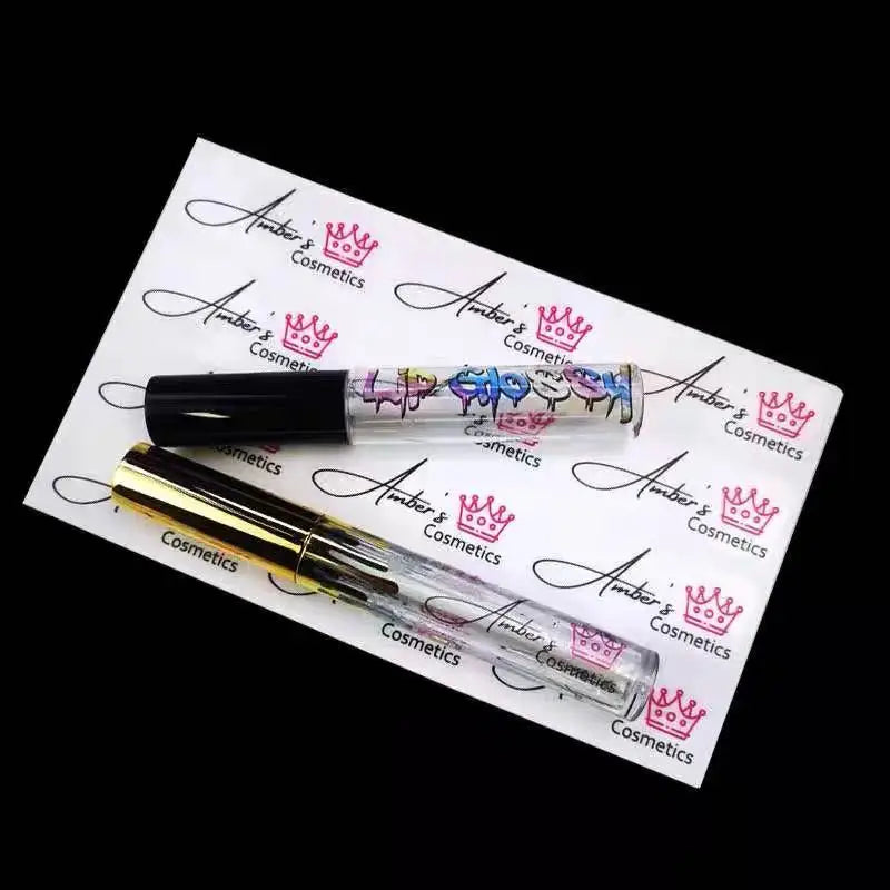 Custom Luxury Lip Liner Private Logo Label Waterproof Lip Oil Private Label Clear Cosmetic Sticker Labels