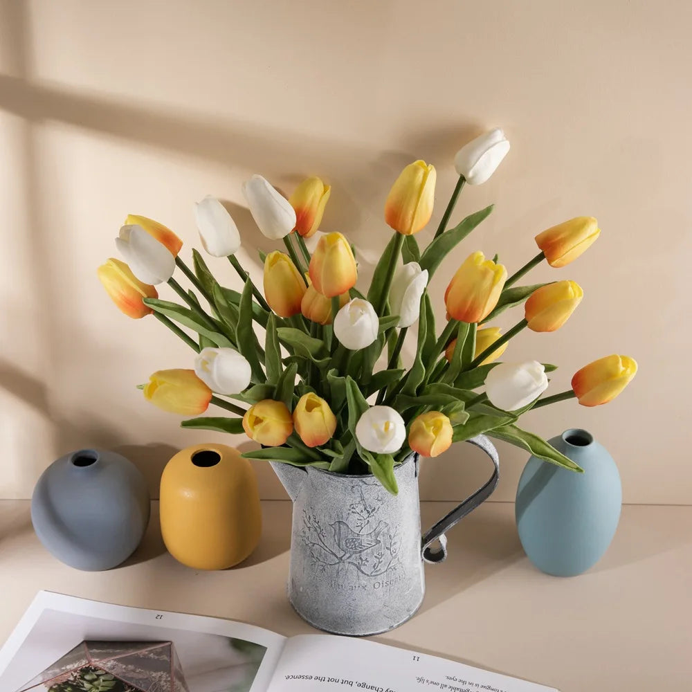 D-T001 Artificial Flower Fake Real Touch Tulip Flowers for Wedding Homes Garden Decoration