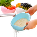 Container 2-In-1 Plastic Rice Washer Strainers and Colanders Plastic Washing Bowl for RiceVegetables and Fruits