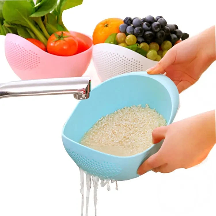 Container 2-In-1 Plastic Rice Washer Strainers and Colanders Plastic Washing Bowl for RiceVegetables and Fruits