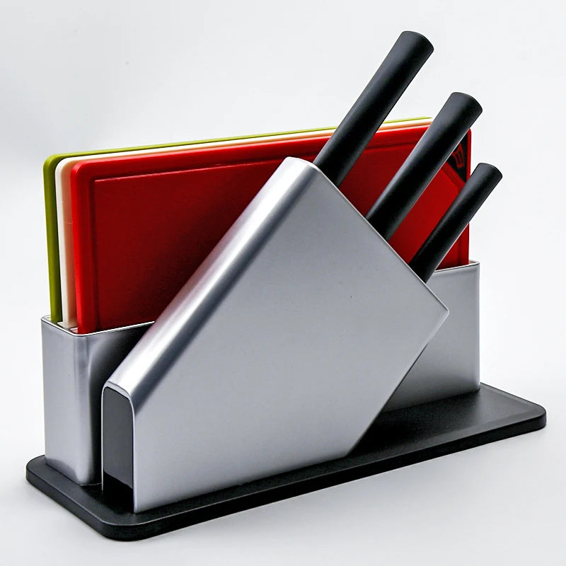 3pcs of Stainless Steel Kitchen Knifes Set and 3 Pcs of PP Cutting Boards with Utensil Holder