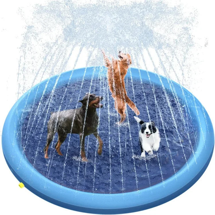 Medium Large Dog Bath Tub & Swimming Pool Modern PVC Pet Bath Tub with Foldable Design Print Pattern Pet Spray Pad Included