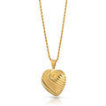 Waterproof Tarnish Free Hypoallergenic Custom Stainless Steel 18k Gold Plated Heart Shaped Texture Pendant Necklace Jewelry