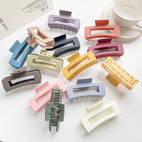 YJL Hot Selling Wholesale INS Style Big Size Hair Clamps Hollow Rectangle Plastic Matte Hair Claw Clip