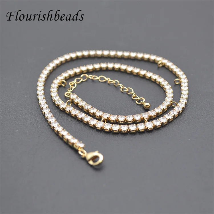 New Design Anti Fading Gold Plating 7 Loop CZ Pave Link Chain Metal Brass Necklace Chains for Women Men DIY Jewelry Making