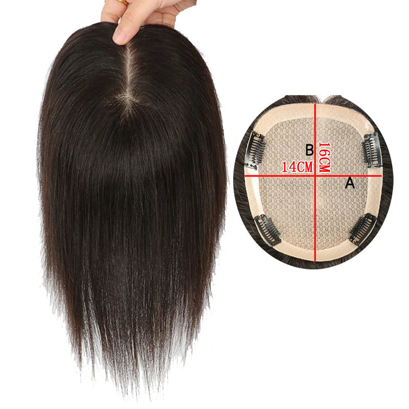 Drop Shipping Women Topper for Women Hair Loss 100% Human Hair Toupee Cuticle Aligned Silk Base Hair Topper 14*16