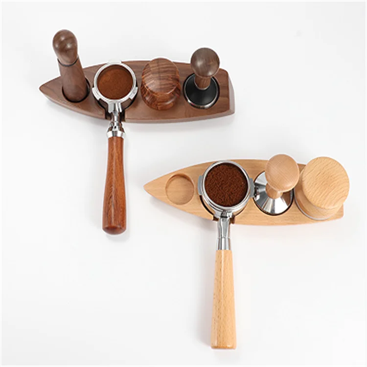 Wooden Coffee Tamper Holder Stand Powder Tamping Station Base Walnut Tamper for Coffee