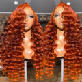 Customized 13*4 Transparent Lace Frontal Glueless Long Wigs Deep Wave Body Small Mixed Vietnamese Human Yaki Wigs Clear Lace