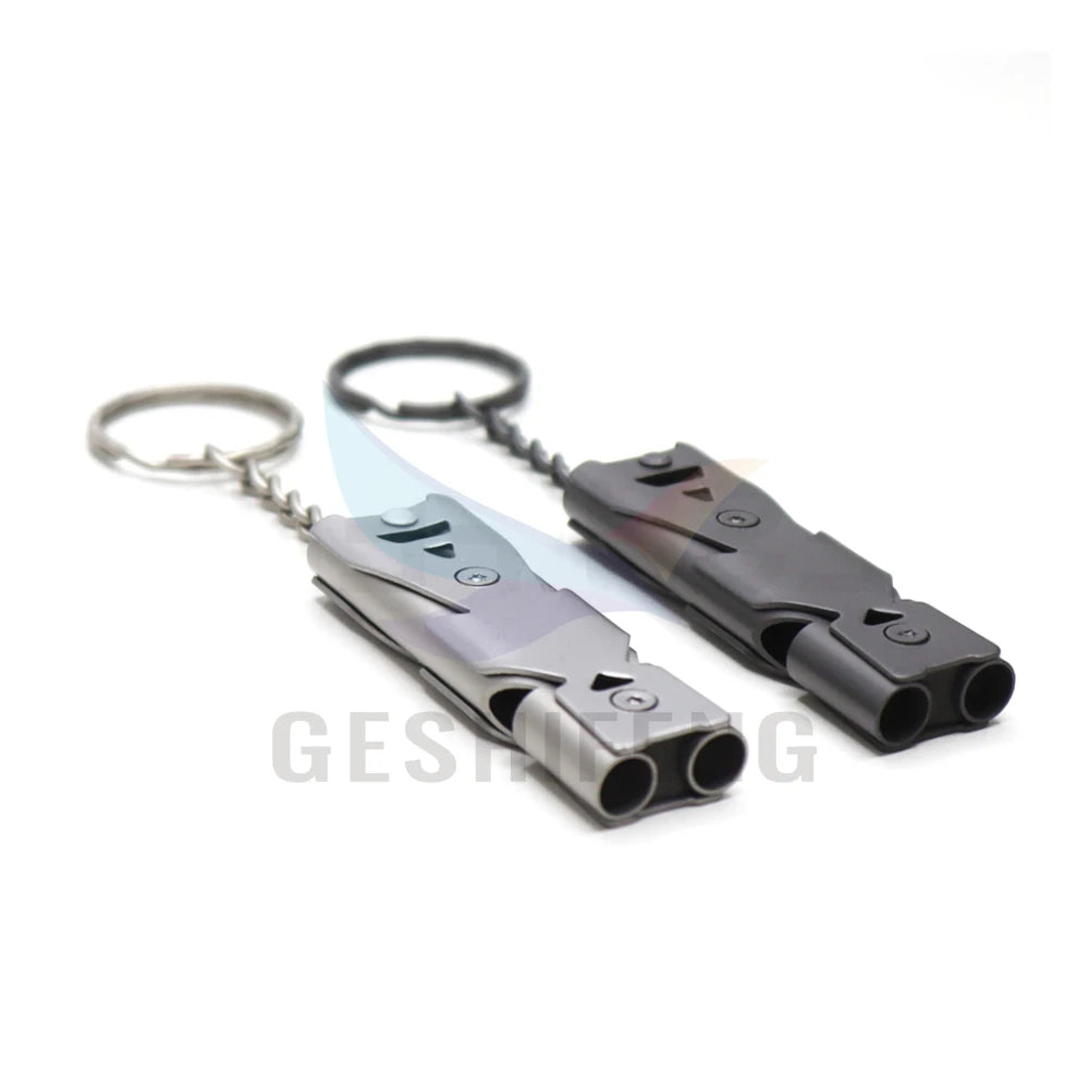 Outdoor Cheap Survival and Lifesaving Stainless Steel Double Tube Whistle for Pigeon