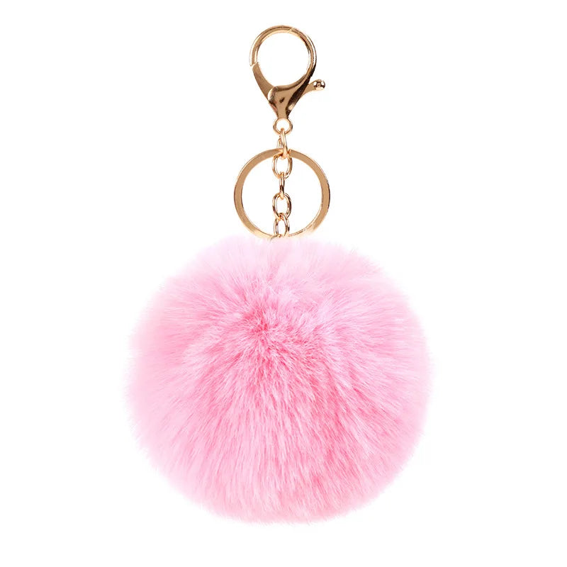 AA00089 Wholesale Fashion Bag Accessories 8cm Cute Puff Key Ring Pom Pom Key Chains Fluffy  Pompom Fur Ball Keychain