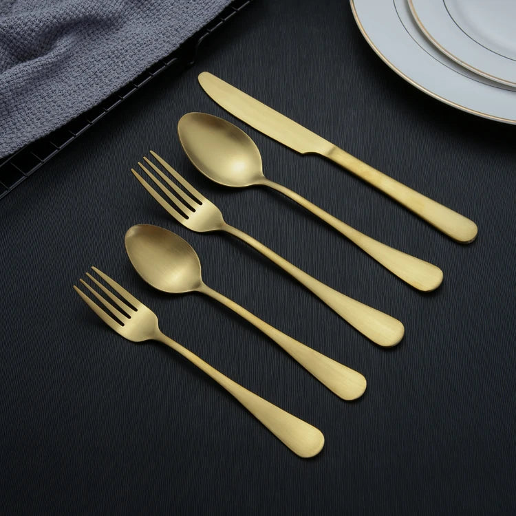 Colorful Stainless Steel Gold Flatware Matte Spoon Fork Knife Cutlery Set MegaBDM