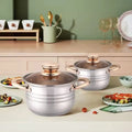 Double Bottom Thickened Stainless Steel Soup Pot Set for Kitchen Use Gas & Induction Ready Export Quality Cookware MegaBDM