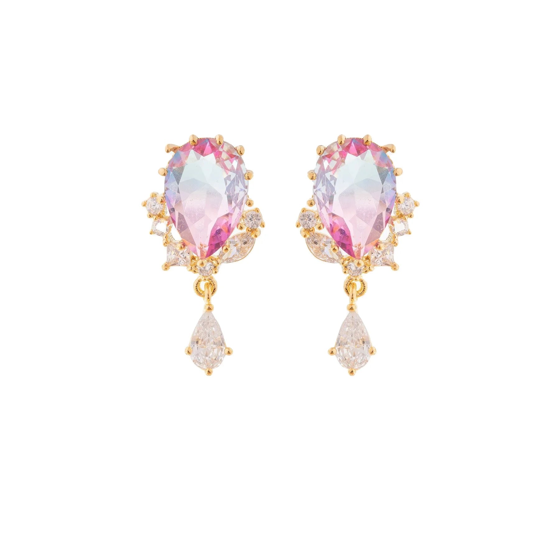 Small Fancy Crystal Cluster Earrings for Women Brides Dainty Marquise Stud Earrings for Wedding Party Prom Jewelry Gift