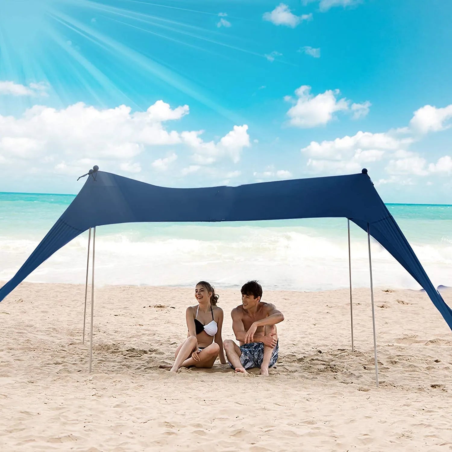 Woqi Family Beach Tent Sunshade Canopy Pop up Sun Shelter  with Carry Bag for Beach