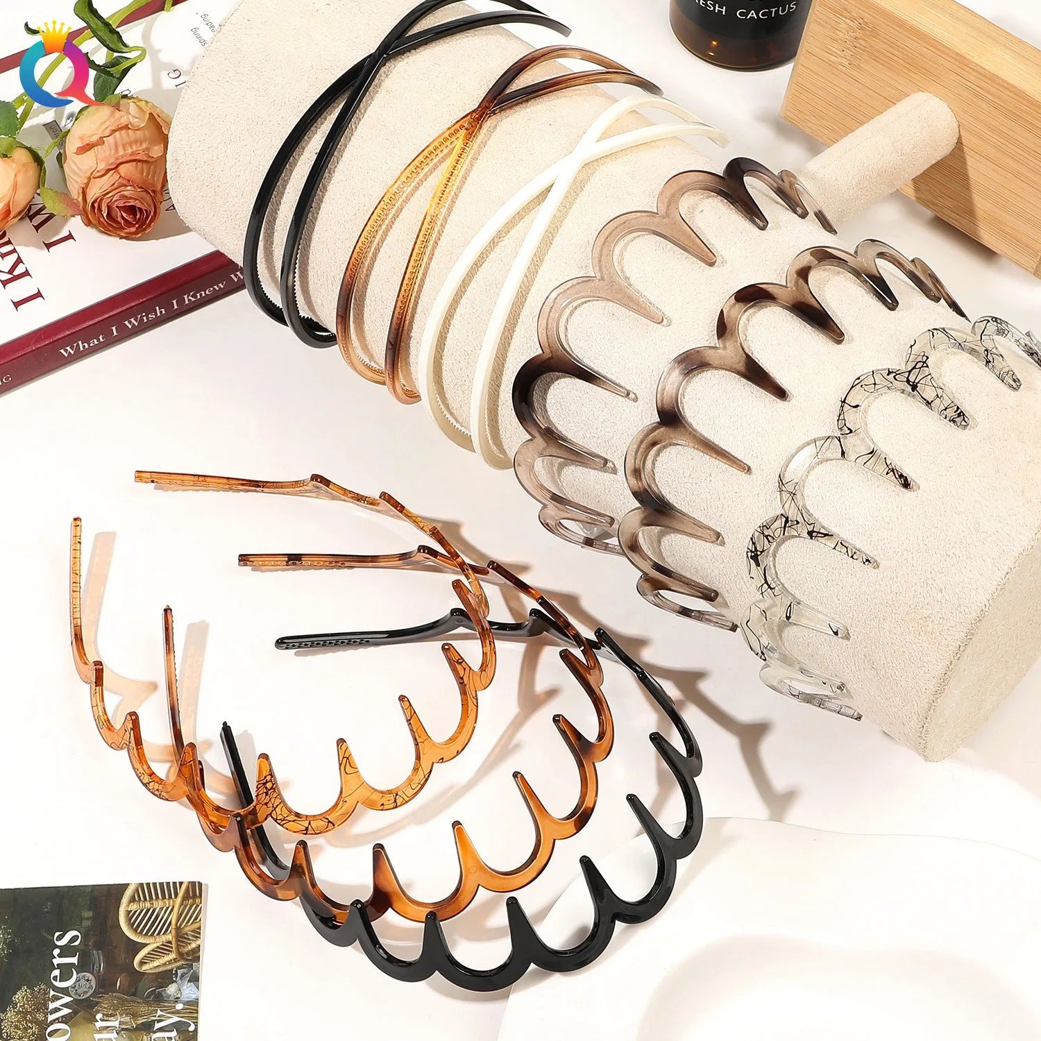 QIYUE Non-slip Toothed Headbands Press Bangs Shredded Headbands Simple Black and Brown Face Wash Women's Hair Accessories