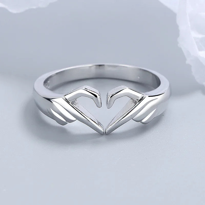 Valentine's Day Gift Statement Rings for Girls Boys Cute 925 Sterling Silver Gold Plated Huggie Hug Heart Ring
